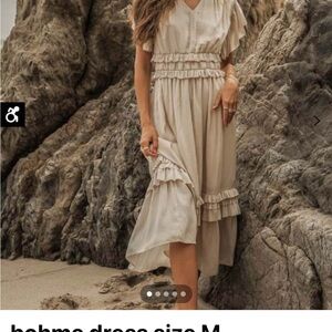 Bohme Cream Midi Dress with Ruffles